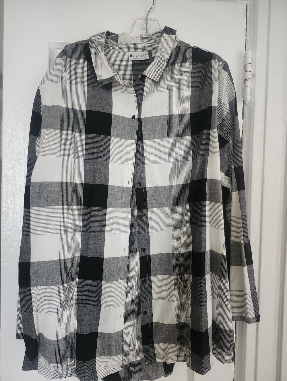 Habitat women 's plaid button-down tunic shirt